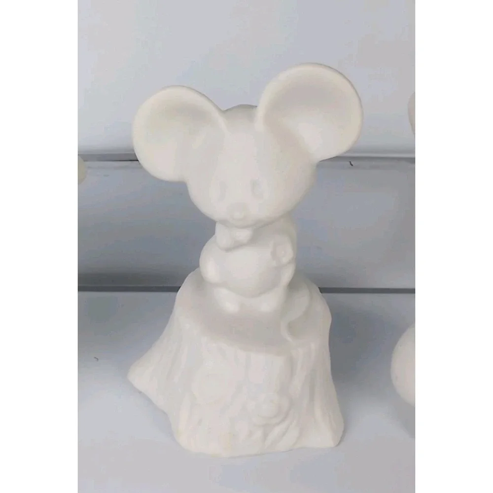 Hallmark Lot Of 3 Vintage Figurines Bunny, Mouse, & Mice Under A Mushroom Bisque